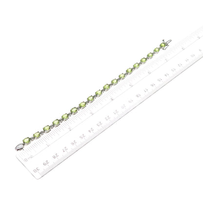 HENG NGAI 925 Sterling Silver Real Diamond Accent & Peridot Bracelet 7.25"