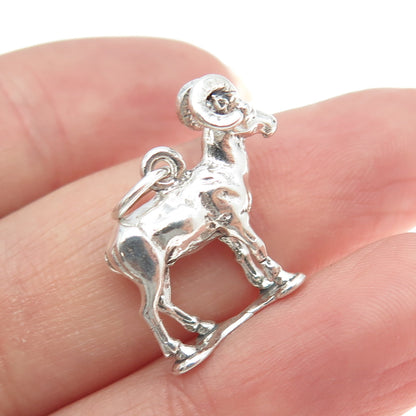 925 Sterling Silver Vintage '84 Aries Zodiac Sign 3D Charm Pendant