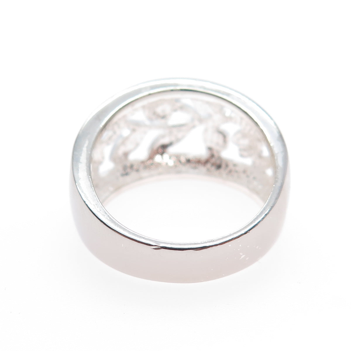 925 Sterling Silver Vintage Flower Scroll Ring Size 8