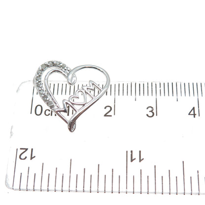 CHARLES WINSTON Sterling Silver Real Diamond Mom Heart Minimalist Slide Pendant