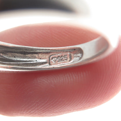 925 Sterling Silver Real White Diamond Accent Wavy Line Ring Size 7.5