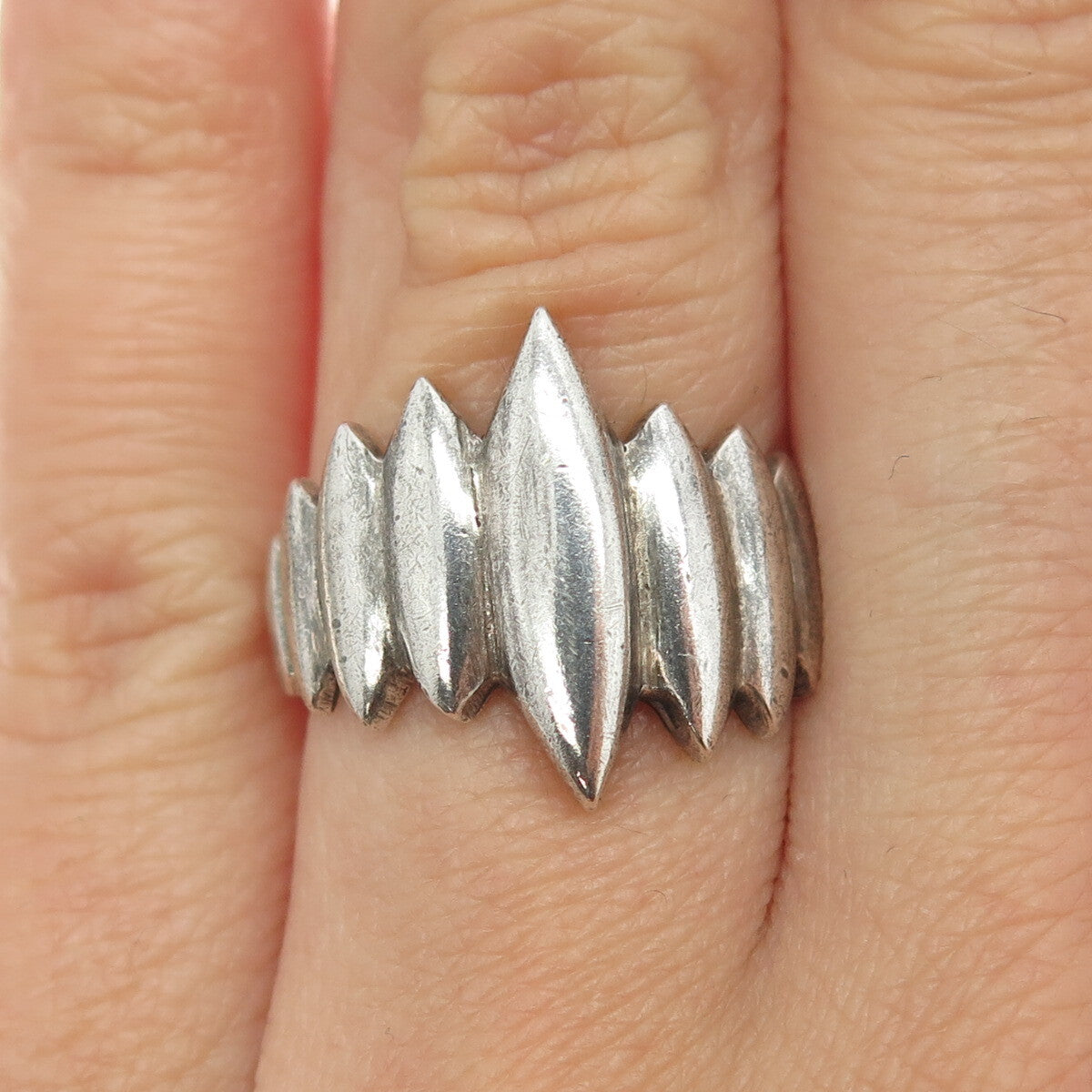 925 Sterling Silver Vintage Modernist Claw Ring Size 6.5