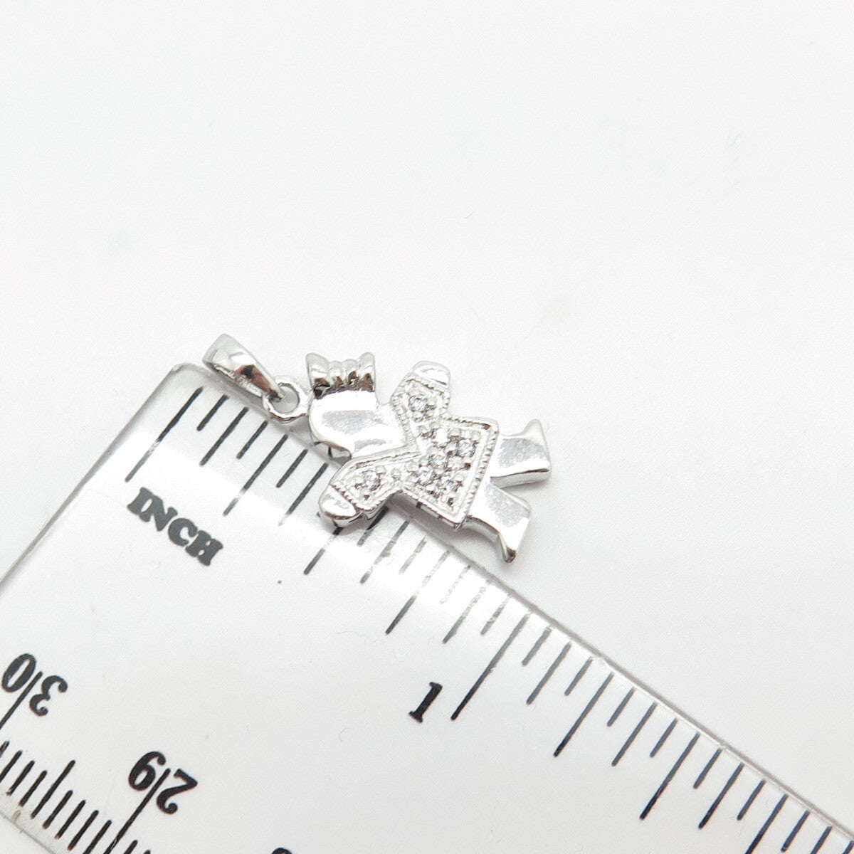 925 Sterling Silver C Z Happy Girl Charm Pendant