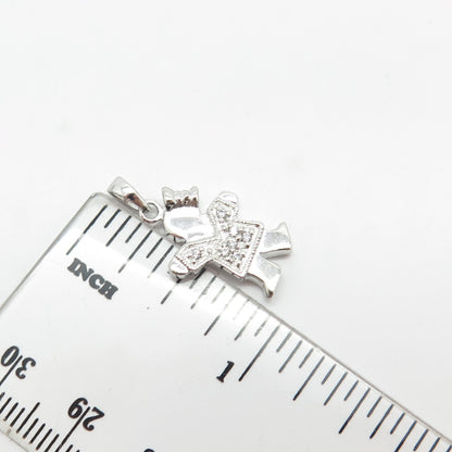 925 Sterling Silver C Z Happy Girl Charm Pendant