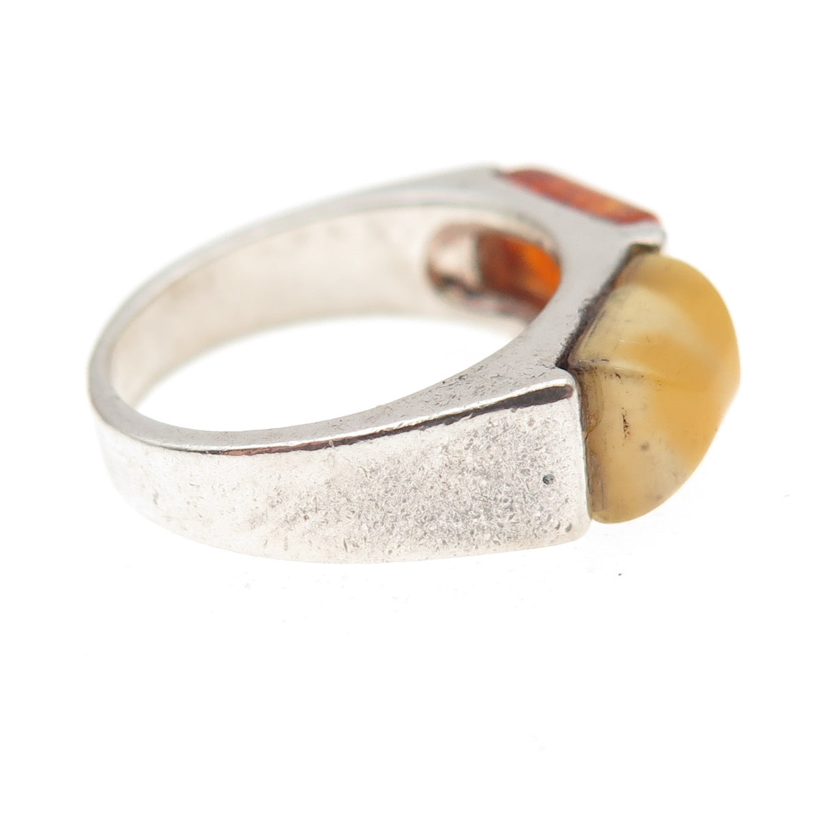 925 Sterling Silver Vintage Real Butterscotch & Baltic Amber Ring Size 5