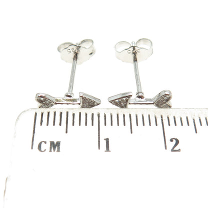 925 Sterling Silver Round-Cut C Z Cupid Arrow Stud Earrings