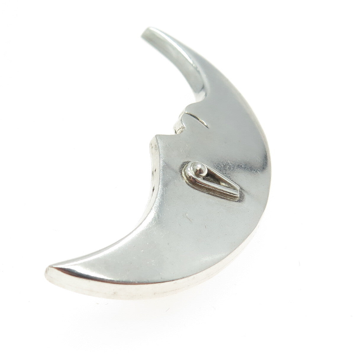 925 Sterling Silver Vintage Mexico Crescent Moon Modernist Pin Brooch