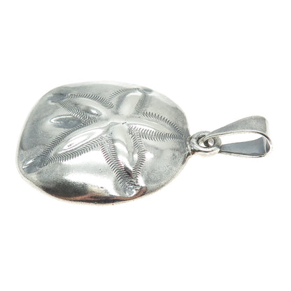 925 Sterling Silver Vintage Mexico Sand Dollar Oxidized Pendant