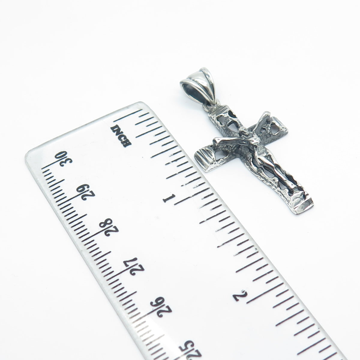 925 Sterling Silver Vintage Crucifix Cross Religious Oxidized Pendant