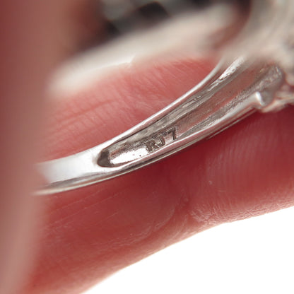 RJ GRAZIANO 925 Sterling Silver Real Blue Topaz & C Z Ring Size 7.25