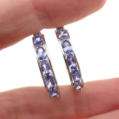 Chuck Clemency 925 Sterling Silver Real Oval-Cut Tanzanite Tree of Life Earrings