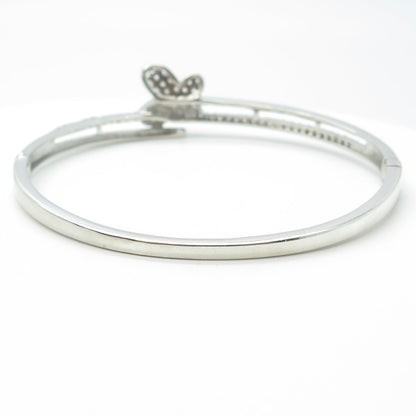 925 Sterling Silver Round-Cut White C Z Butterfly Bangle Bracelet 7"