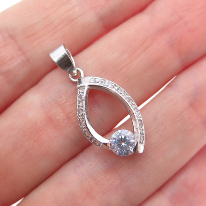 925 Sterling Silver Round-Cut C Z Minimalist Charm Pendant