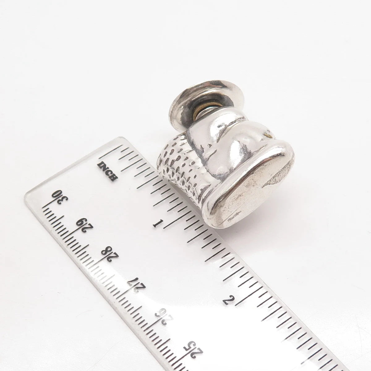 925 Sterling Silver Vintage Real Labradorite Gemstone Perfume Bottle Pin Brooch
