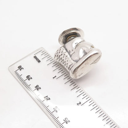 925 Sterling Silver Vintage Real Labradorite Gemstone Perfume Bottle Pin Brooch