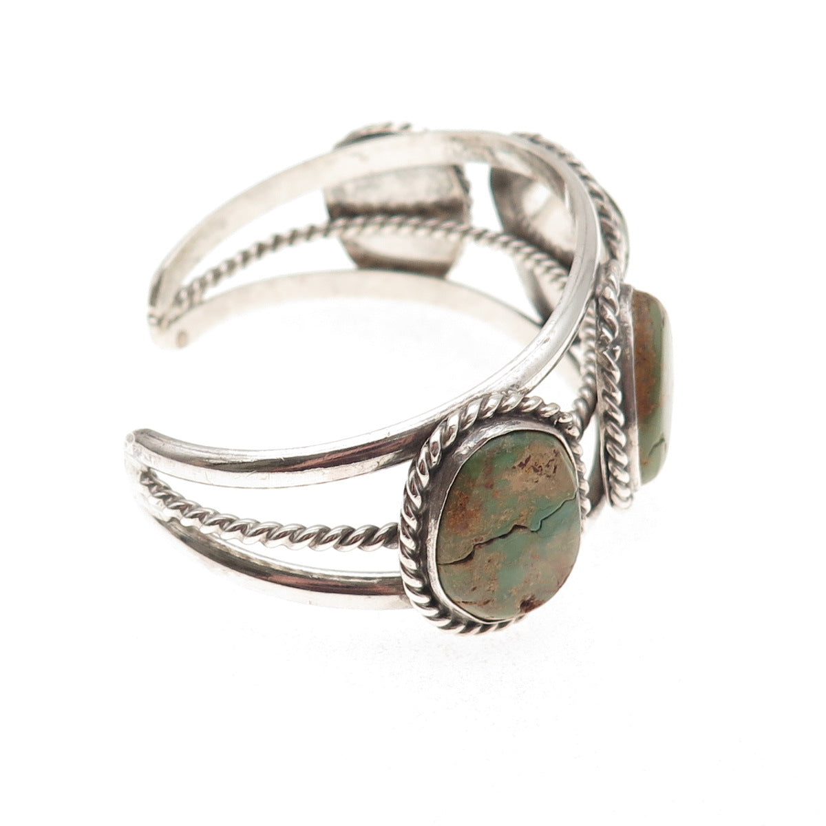 Old Pawn 925 Sterling Silver Vintage Royston Turquoise Adjustable Bracelet 6.75"