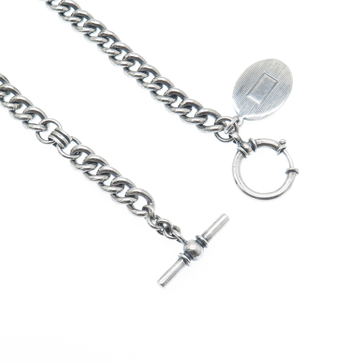 RALPH LAUREN 925 Sterling Silver Vintage Pocket Watch Fob Chain 16"