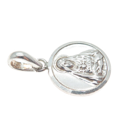 925 Sterling Silver Vintage St. Mary Religious Charm Pendant