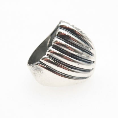 925 Sterling Silver Vintage Modernist Yin Yang Oxidized Ring Size 5