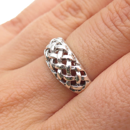 CHAPAL ZENRAY 925 Sterling Silver Vintage Woven Cage Oxidized Ring Size 7