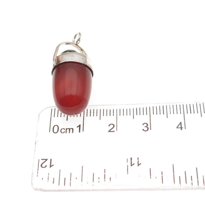 925 Sterling Silver Vintage Real Carnelian & Black Onyx Amulet Charm Pendant