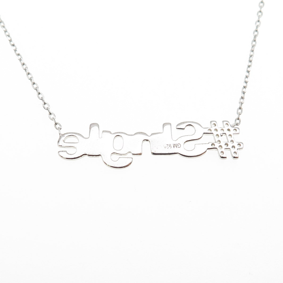 925 Sterling Silver Round-Cut C Z #Smile Cable Chain Necklace 16-18"