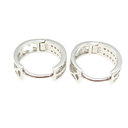 925 Sterling Silver Round-Cut C Z Hoop Earrings