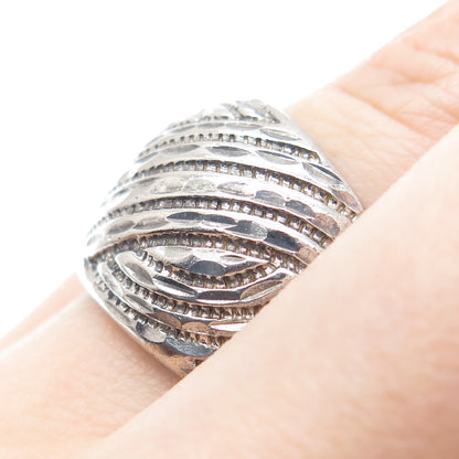 CHATEAU D'ARGENT 925 Sterling Silver Vintage Diamond-Cut Oxidized Ring Size 7