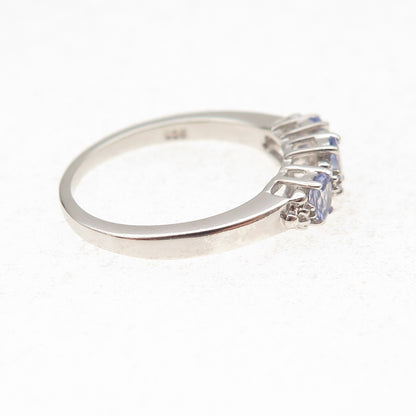 Chuck Clemency 925 Sterling Silver Real Oval-Cut Tanzanite Ring Size 7