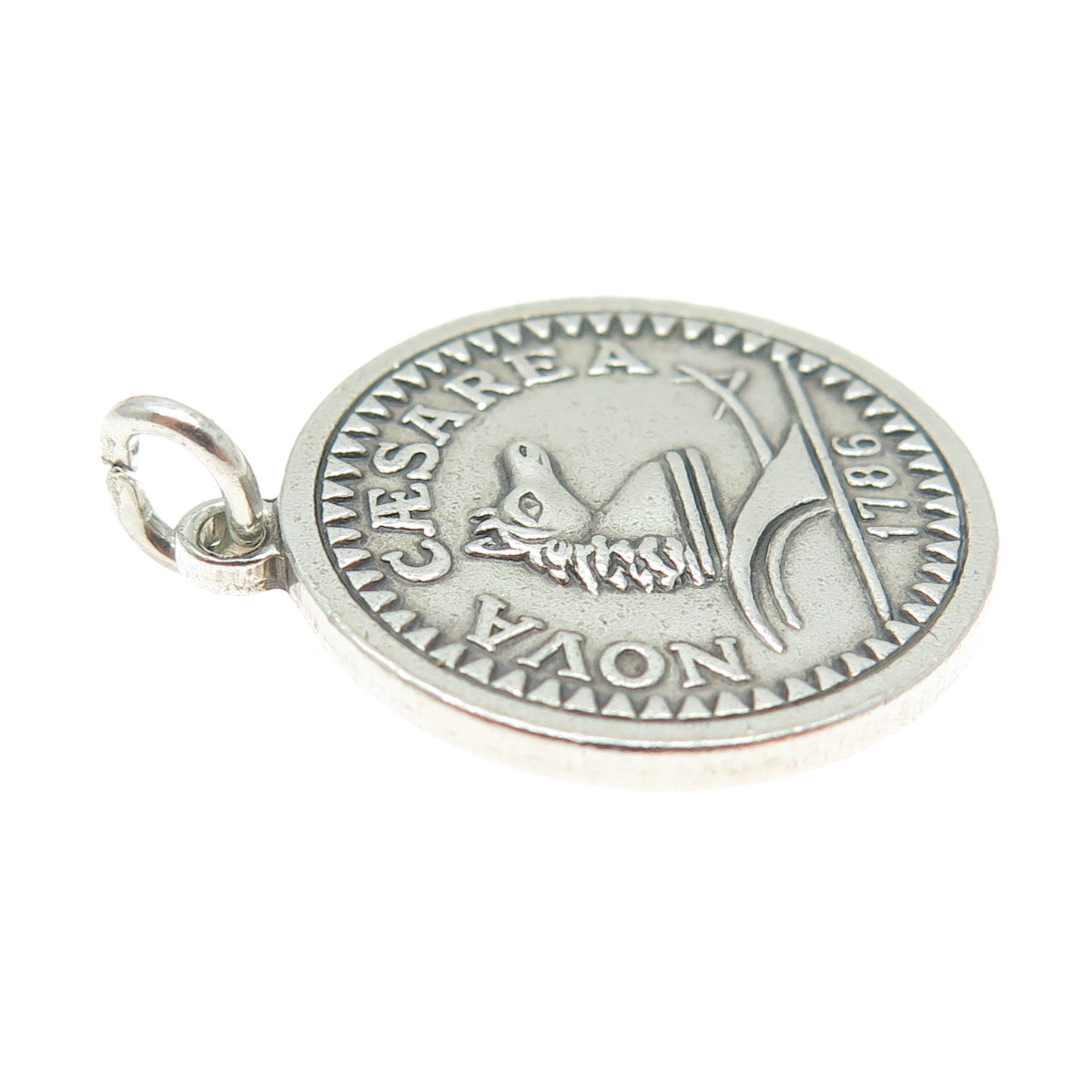 925 Sterling Silver Vintage New Jersey Nova Caesarea Coin Charm Pendant