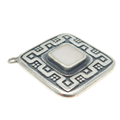 PHYLLIS WOODS 925 Sterling Silver Vintage Real Mother-of-Pearl Modernist Pendant