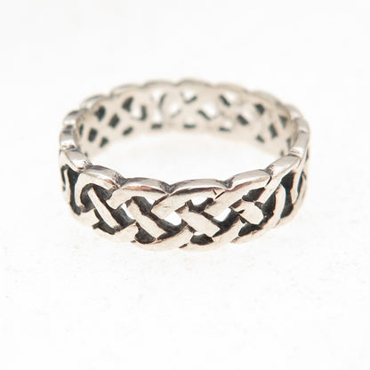 925 Sterling Silver Vintage Celtic Knot Oxidized Band Ring Size 5