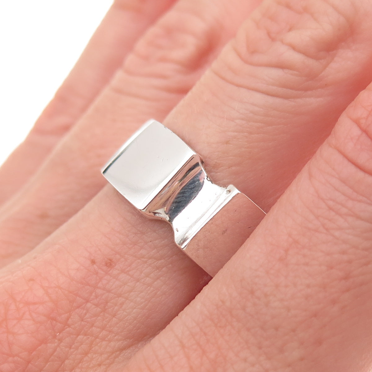 925 Sterling Silver Vintage Mexico Modernist Ring Size 9.25
