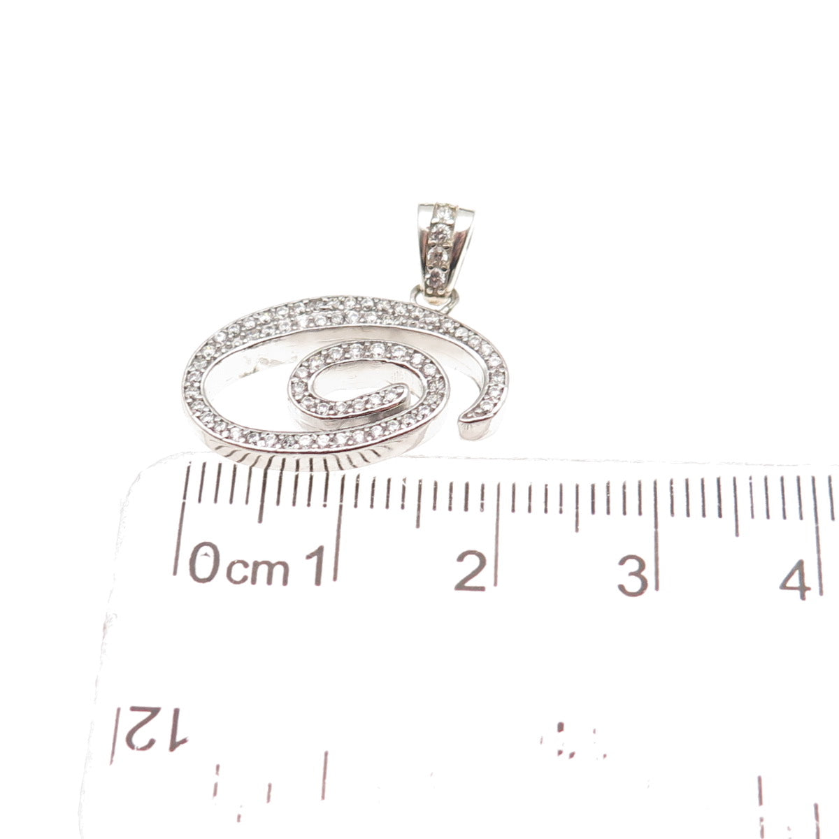 925 Sterling Silver Round-Cut C Z Spiral Charm Pendant