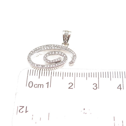 925 Sterling Silver Round-Cut C Z Spiral Charm Pendant