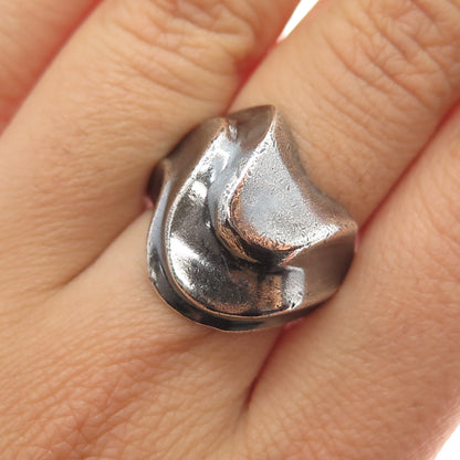 925 Sterling Silver Vintage Mexico Modernist Oxidized Ring Size 7.75