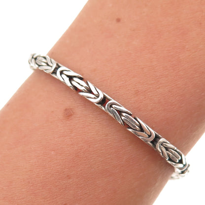 Lois Hill 925 Sterling Silver Vintage Journey Byzantine Link Bracelet 7.5"