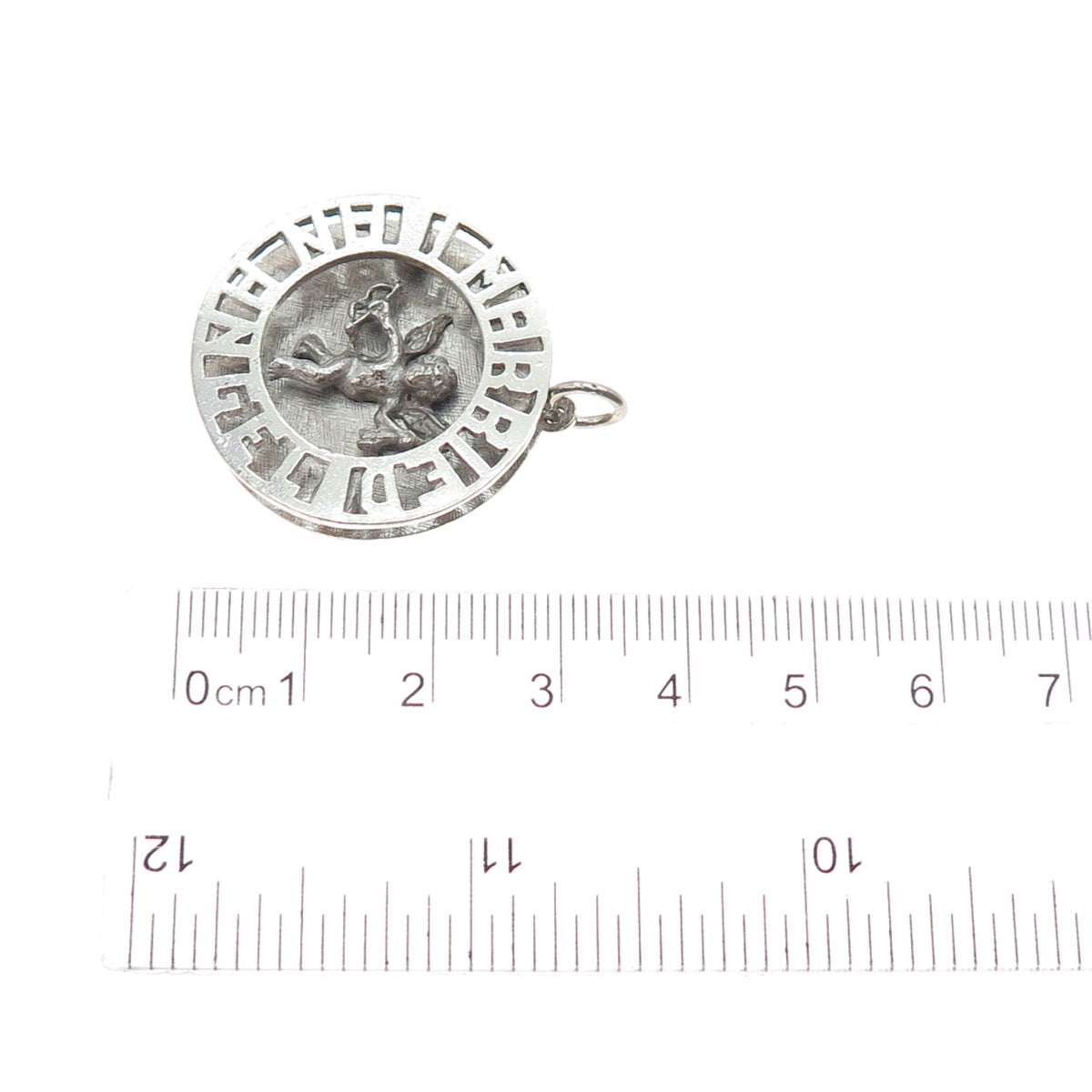 925 Sterling Silver Vintage I Married an Angel Cupid Charm Pendant