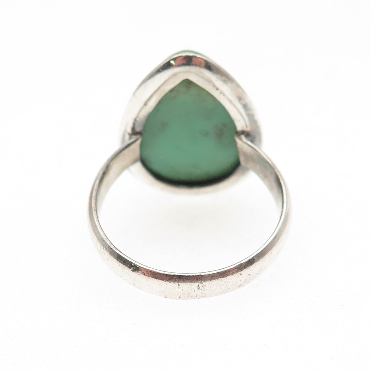 925 Sterling Silver Vintage Real Pear-Cut Chrysoprase Ring Size 8.5