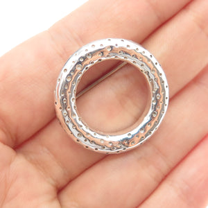 925 Sterling Silver Vintage Modernist Dotted Circle of Life Pin Brooch