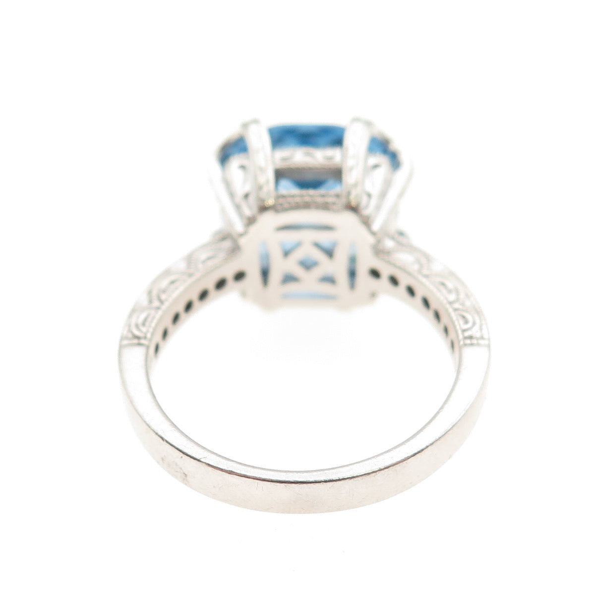 TACORI 925 Sterling Silver Real Swiss Blue Topaz & C Z Ring Size 9