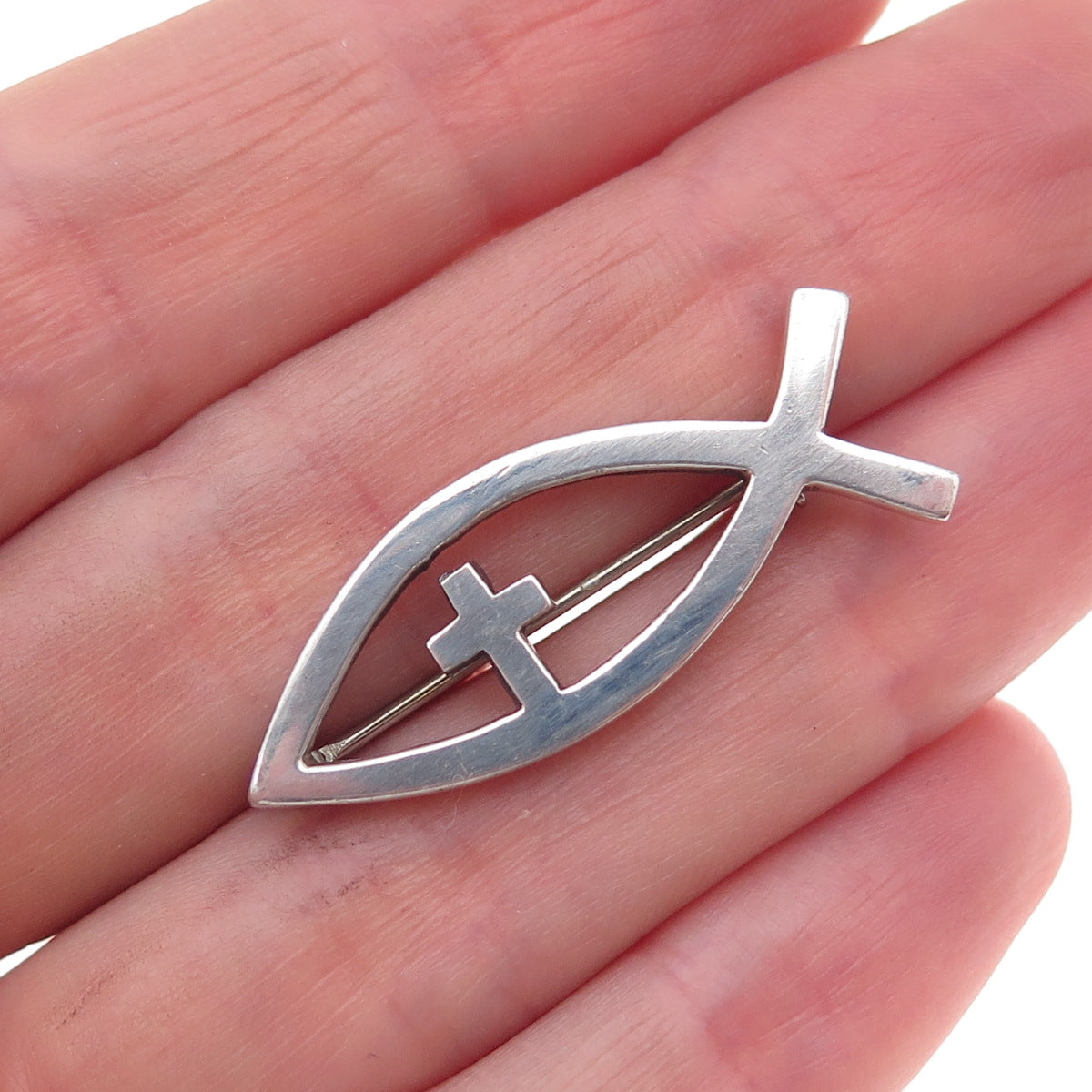 James Avery 925 Sterling Silver Vintage Cross Ichthus Pin Brooch