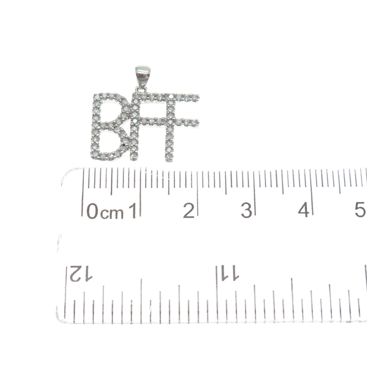 SUN 925 Sterling Silver Real Diamond Best Friends Forever Minimalist Pendant