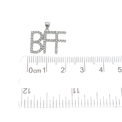 SUN 925 Sterling Silver Real Diamond Best Friends Forever Minimalist Pendant