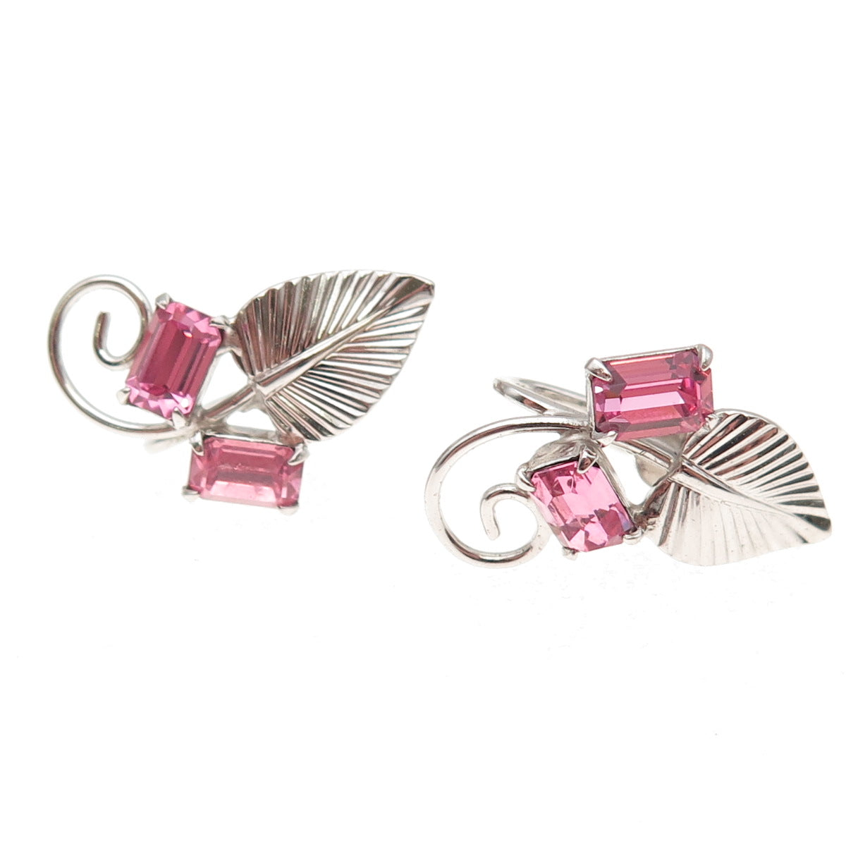 Loran Sim Co. Sterling Silver Antique Art Deco Rhinestone Screw Back Earrings