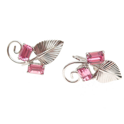 Loran Sim Co. Sterling Silver Antique Art Deco Rhinestone Screw Back Earrings