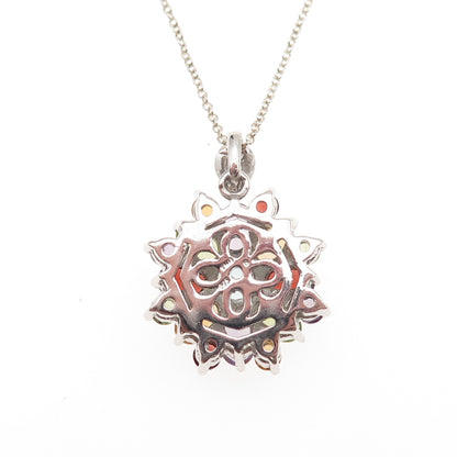925 Sterling Silver Vintage Topaz Amethyst Garnet Peridot Citrine Necklace 18"