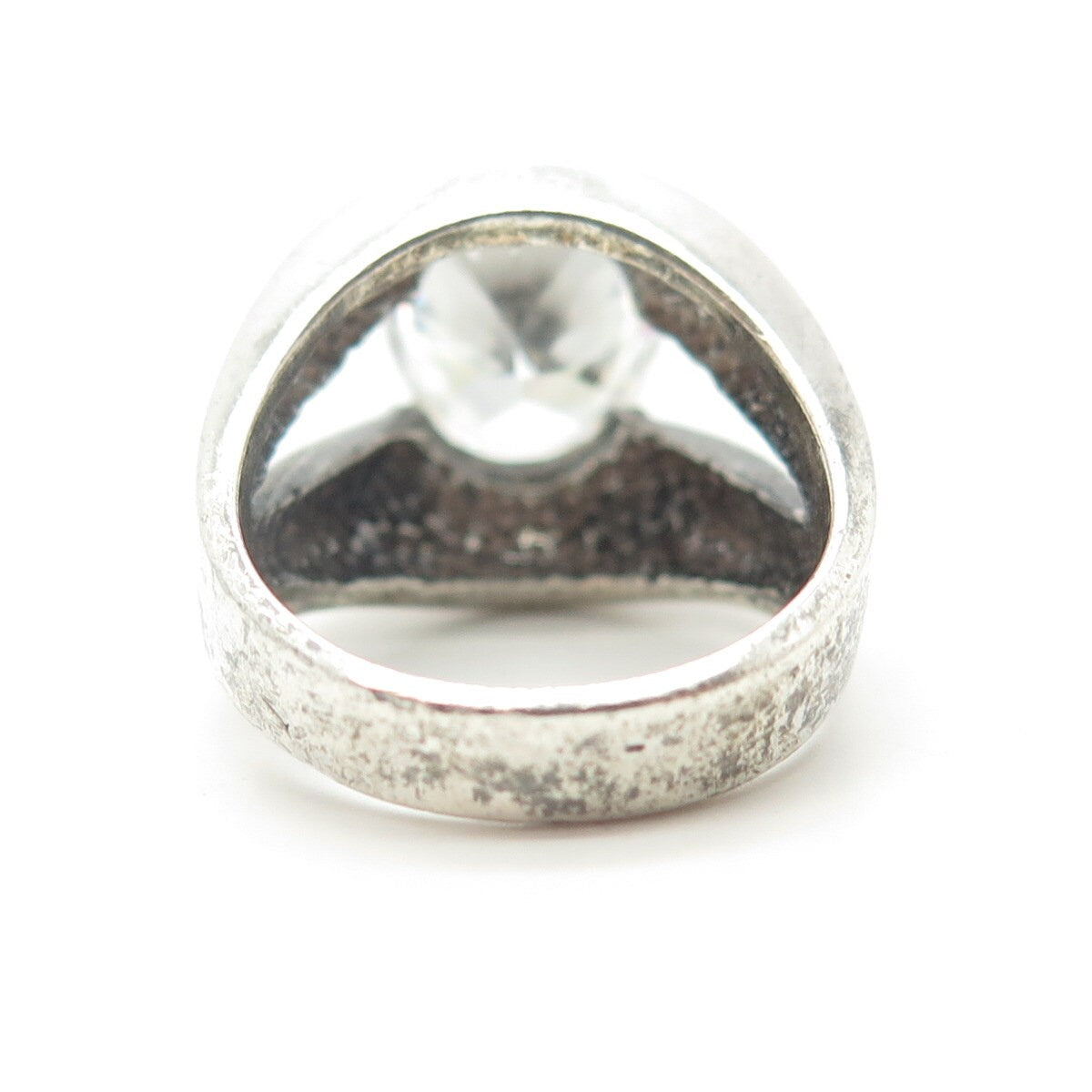 925 Sterling Silver Vintage Oval-Cut Shaped C Z Statement Ring Size 6.25
