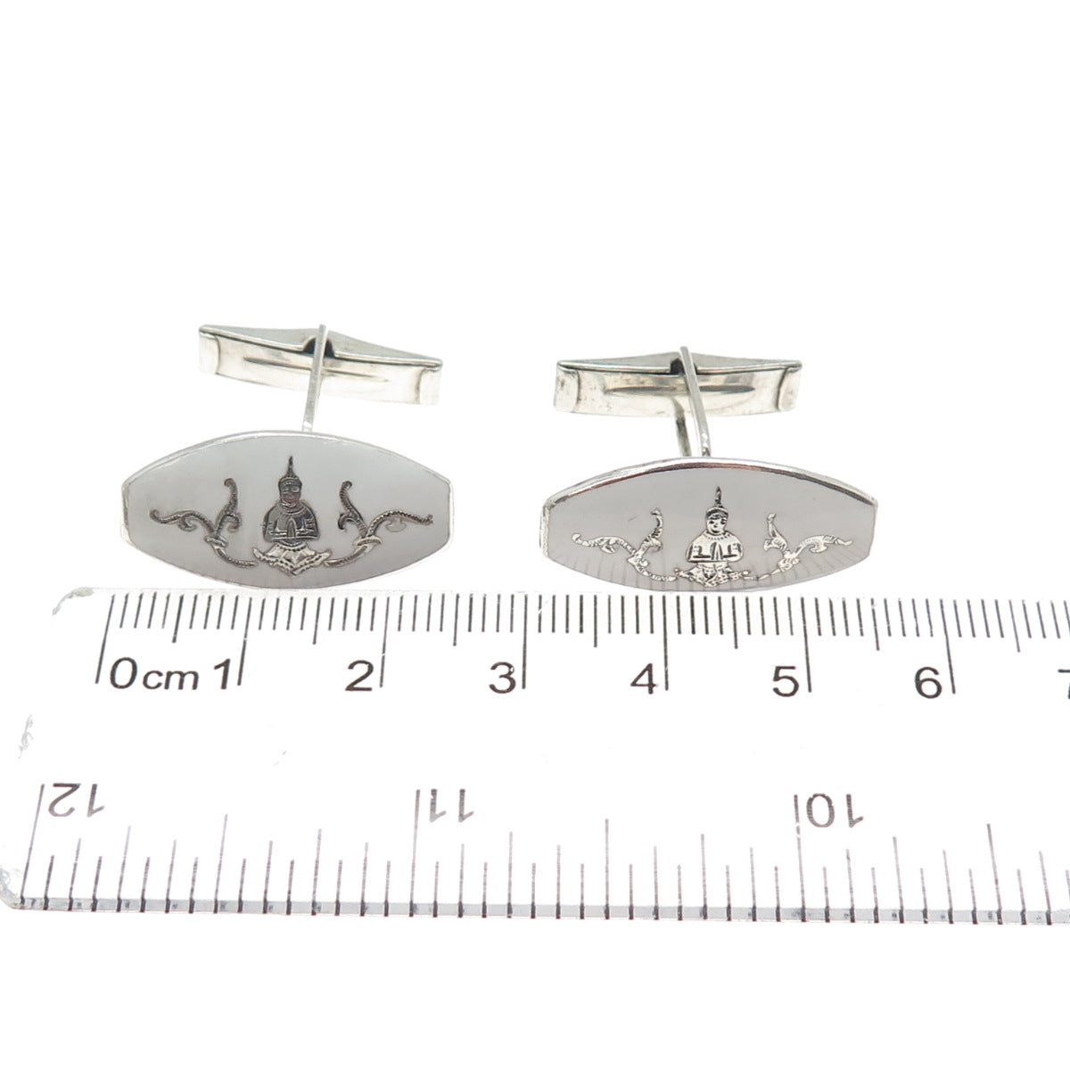 925 Sterling Silver Antique Siam Buddha Cufflinks