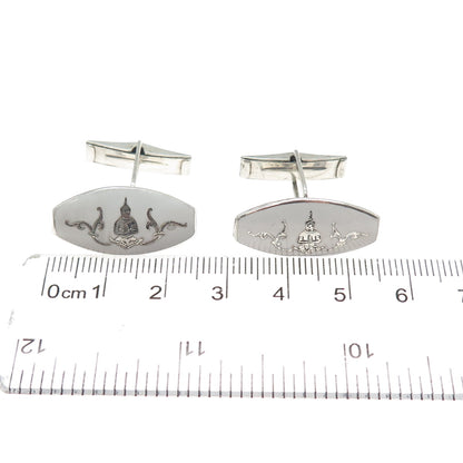 925 Sterling Silver Antique Siam Buddha Cufflinks